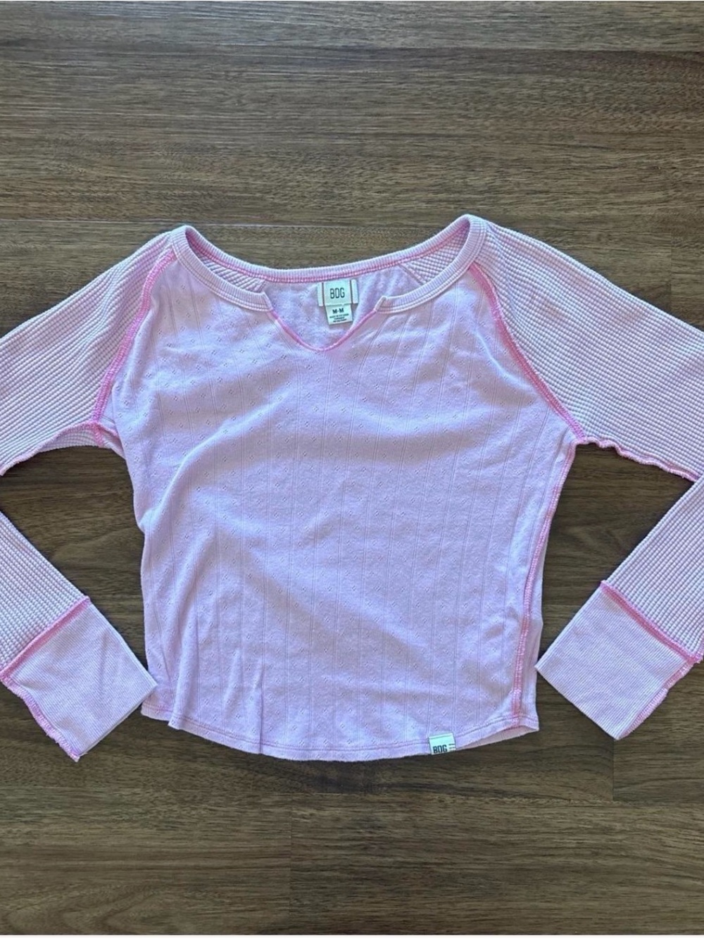 Urban Outfitters Pink Long Sleeve Thermal Top